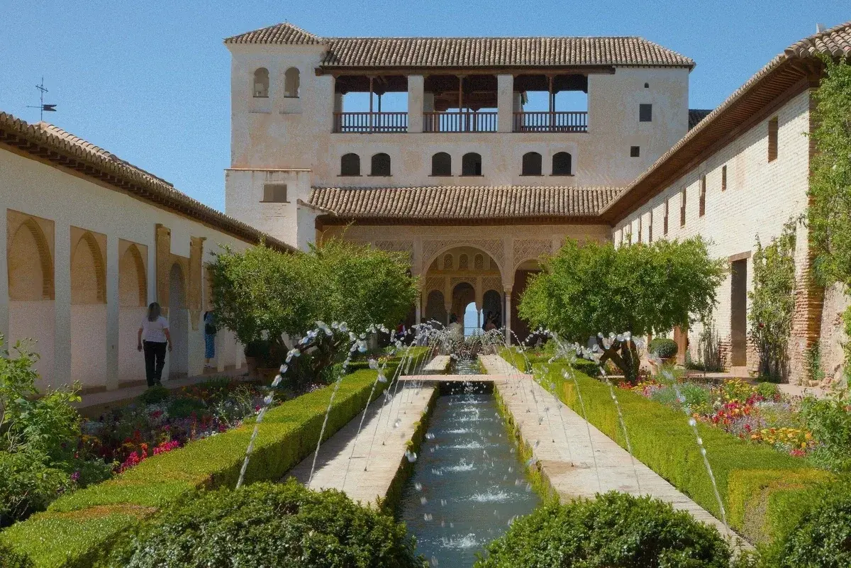 The Patio de la Acequia’s long water channel in the Generalife, Alhambra, Granada