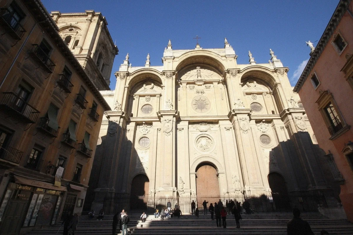 The Renaissance facade of Granada Cathedral, Spain